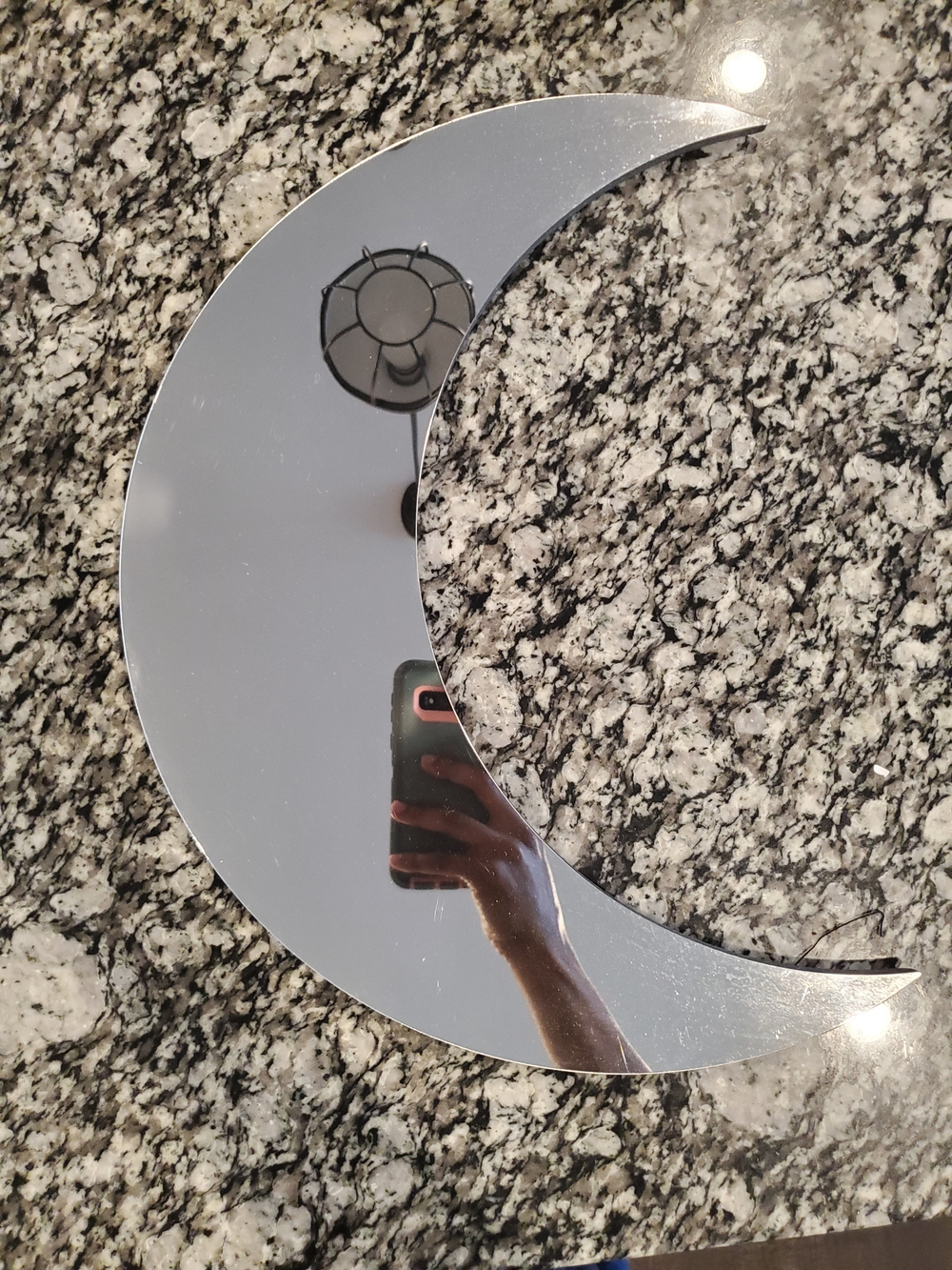 Crescent Moon Wall Mirror in Silver - Brand Unknown